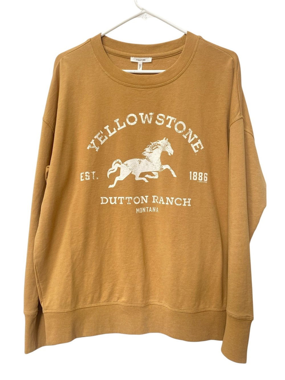 Yellowstone Dutton Ranch Graphic Sweatshirt Maurices size S Mustard Top
